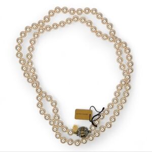 Heidi Daus Cream Faux Pearl Necklace with Crystal Accent Clasp NWT Elegant Style